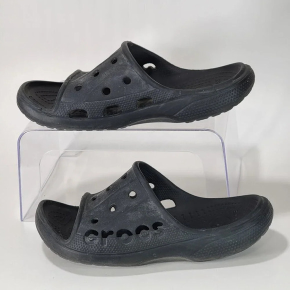 Crocs Mens 8 Womens‎ 10 Baya Slide Sandal Black Water Friendly Lightweight Comfy - Picture 1 of 9
